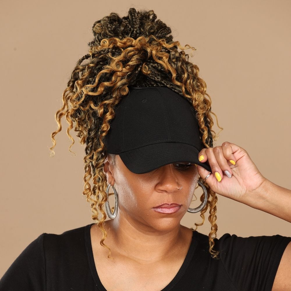 LAZ: Satin-Lined High Ponytail Hat for Textured Hair