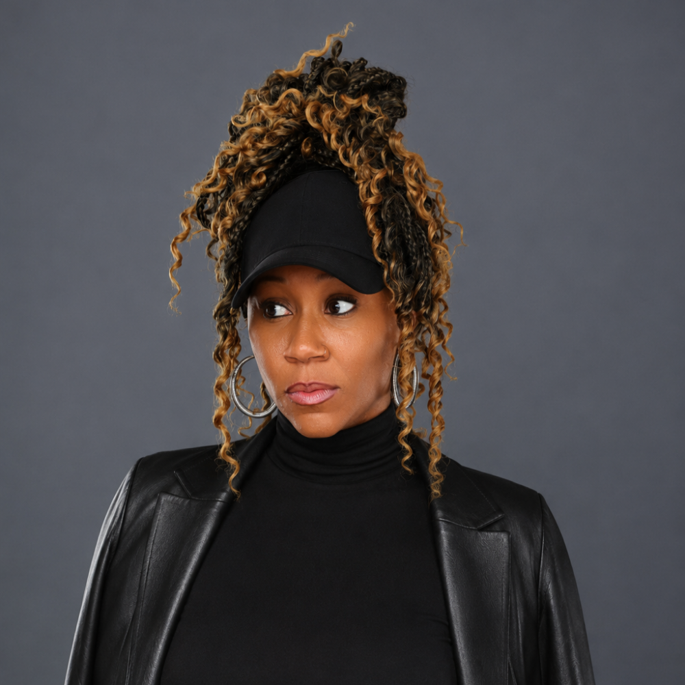 LAZ: Satin-Lined High Ponytail Hat for Textured Hair