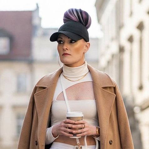 PNT: Satin-Lined High Ponytail Hat for Women