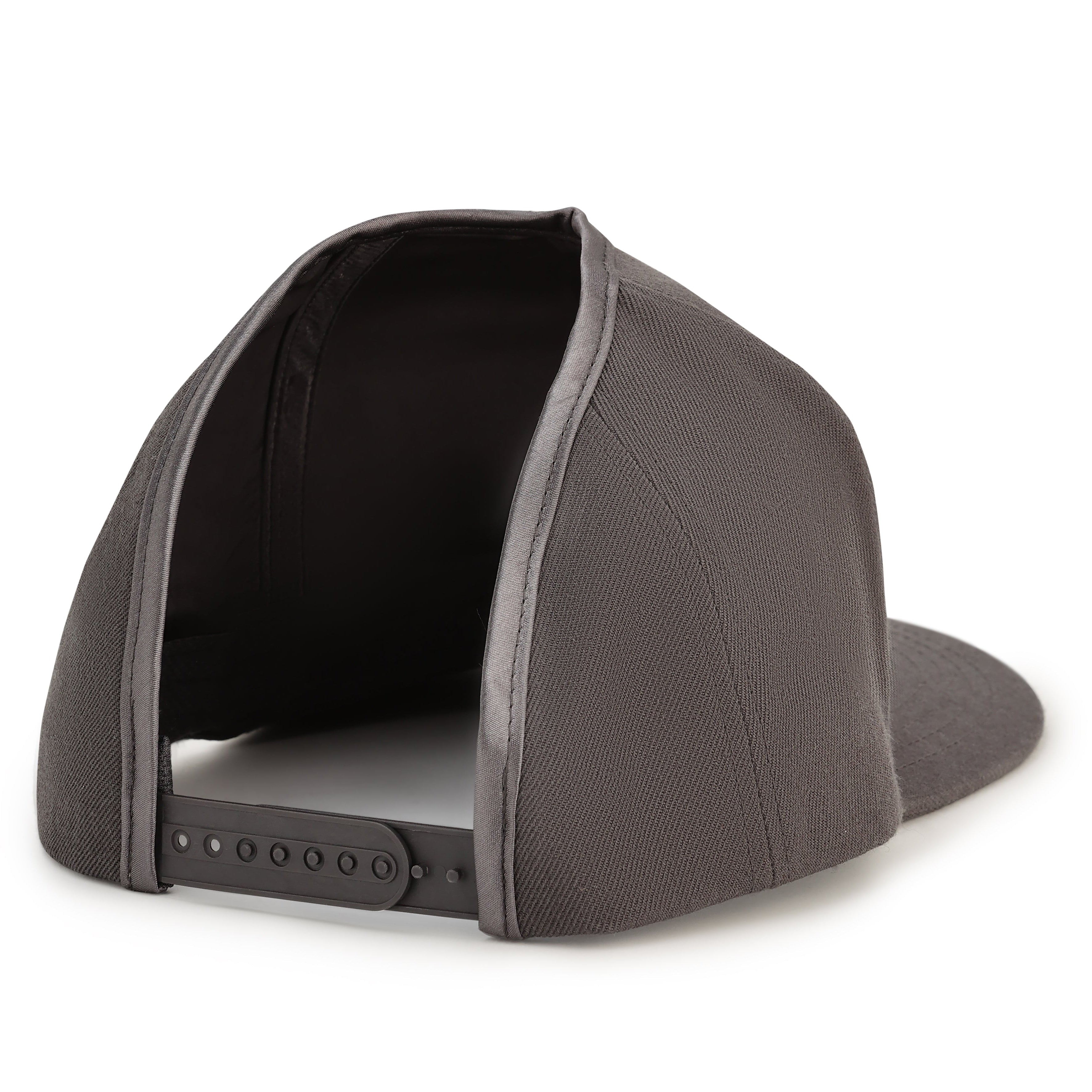 Gray UEL GZO SNAP angled from the rear, showing the crown opening and adjustable snapback closure.