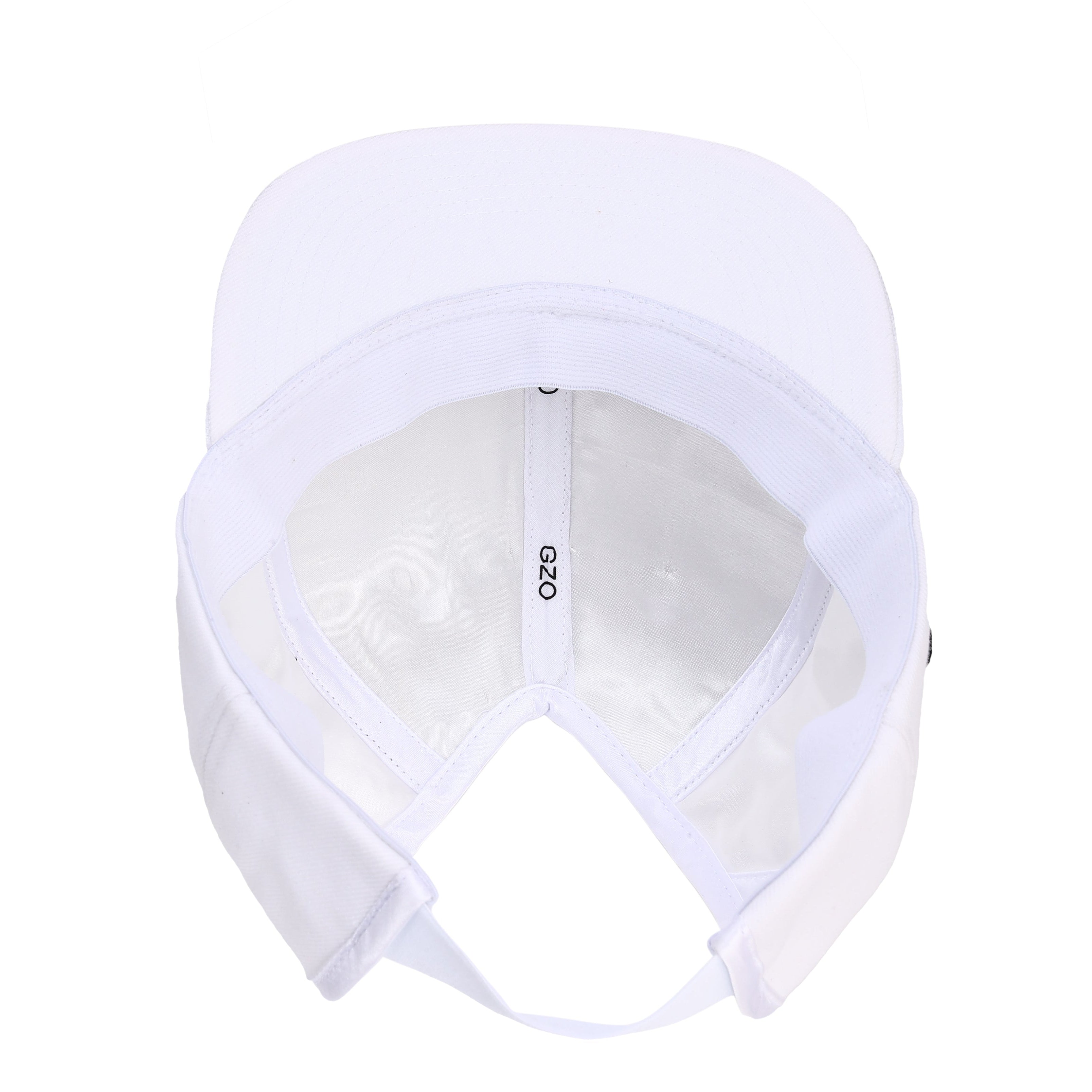 Interior view of the white GZO STRETCH showing the smooth satin lining and PISTIL crown opening.