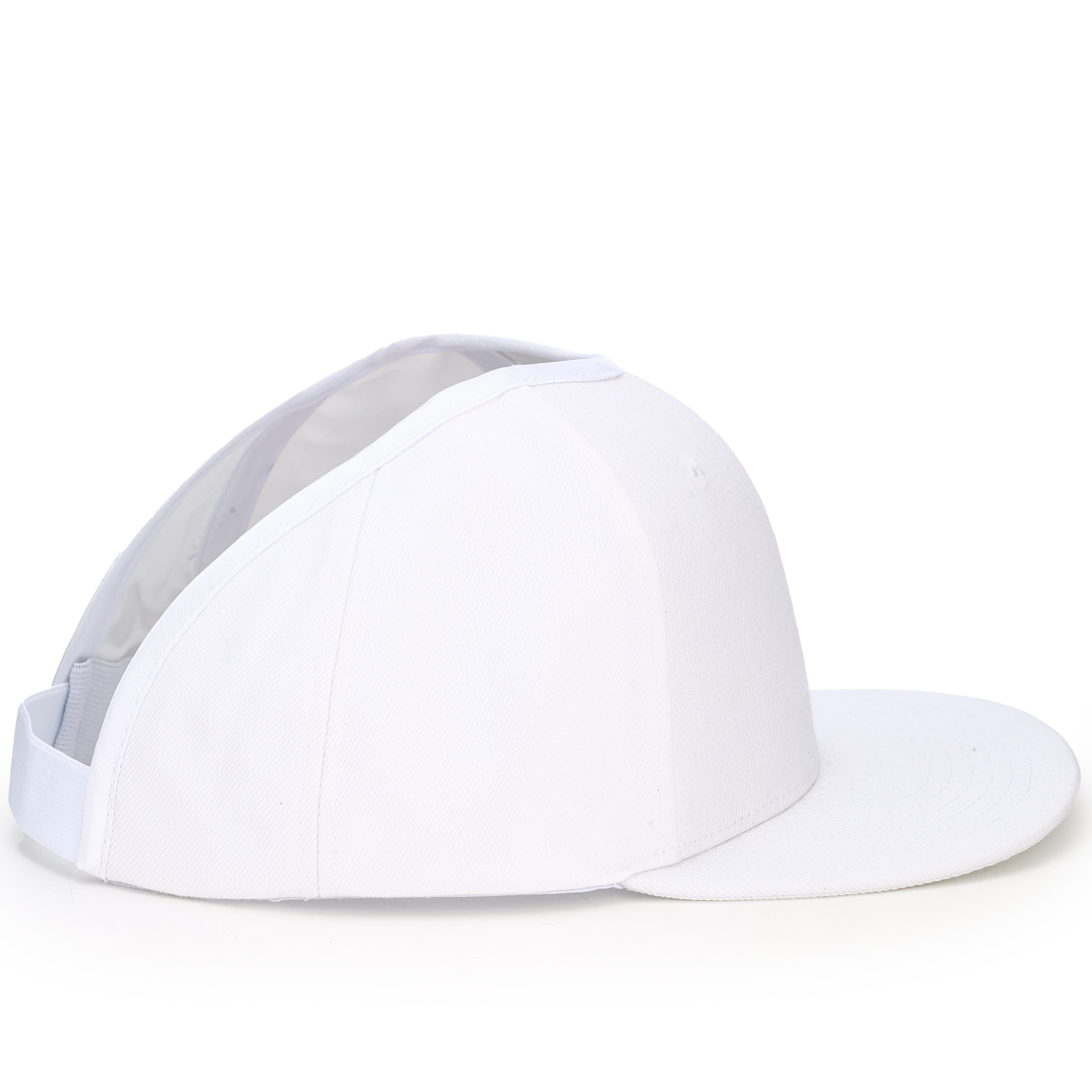 White GZO STRETCH shown in side profile with a structured flat bill and PISTIL crown opening.