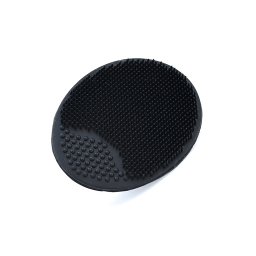 Rosebloom hat cleaning silicone scrubber with textured bristles and grip dots against a light gray background.