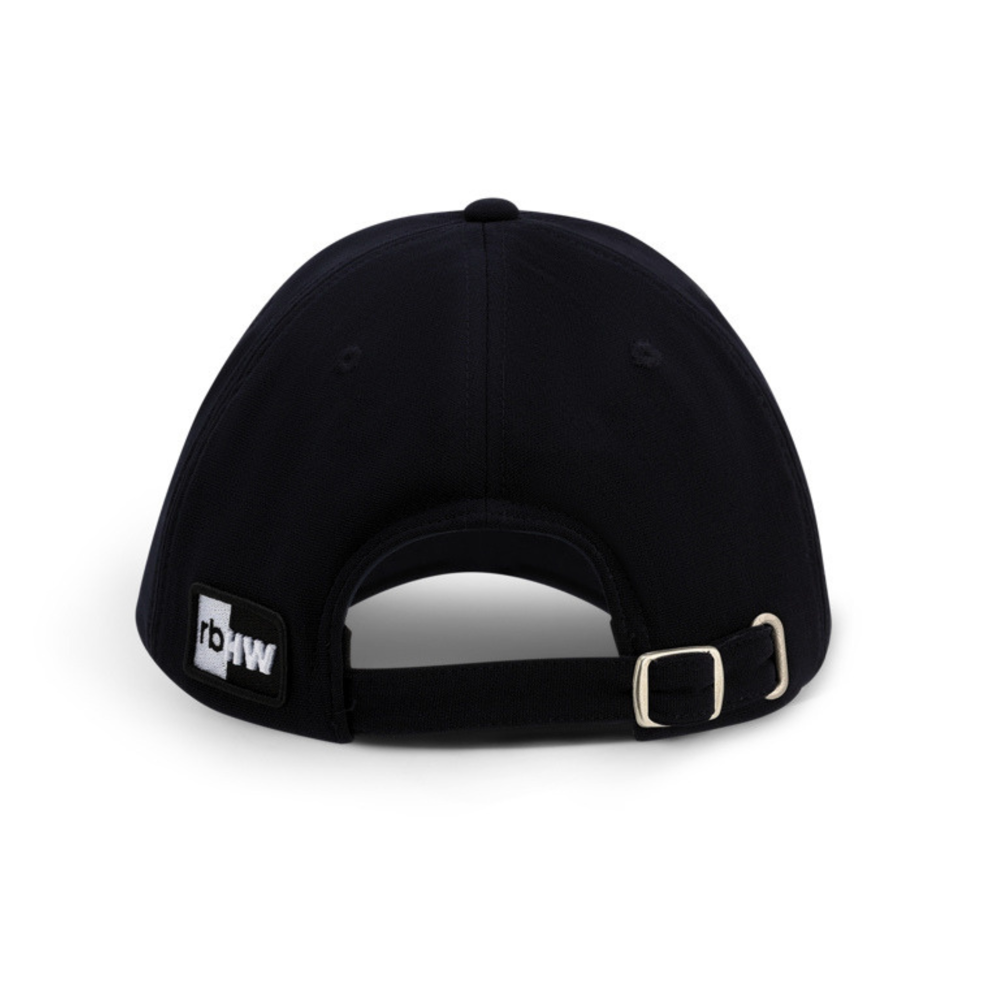 Rear view of the black Rosebloom HLO hat, showing the closed crown.