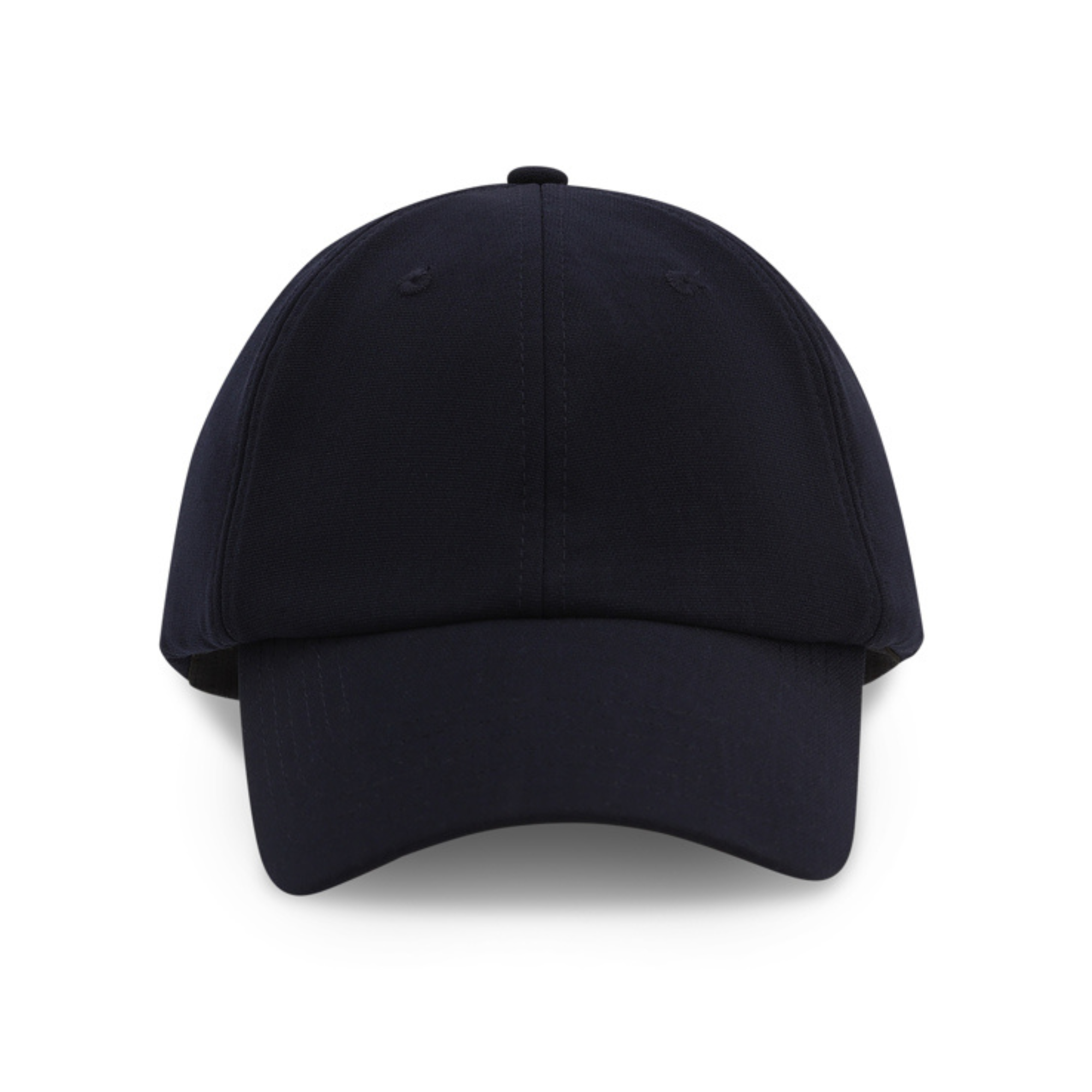 Front view of the navy Rosebloom HLO hat with its structured crown and curved bill.