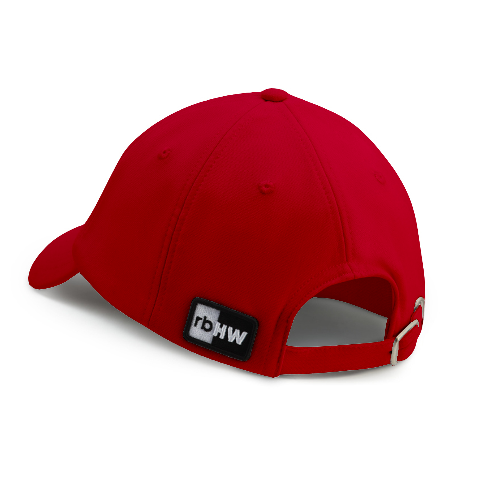 Red Rosebloom HLO hat shown at an angle, featuring the COROLLA Hair+ fit and closed crown.