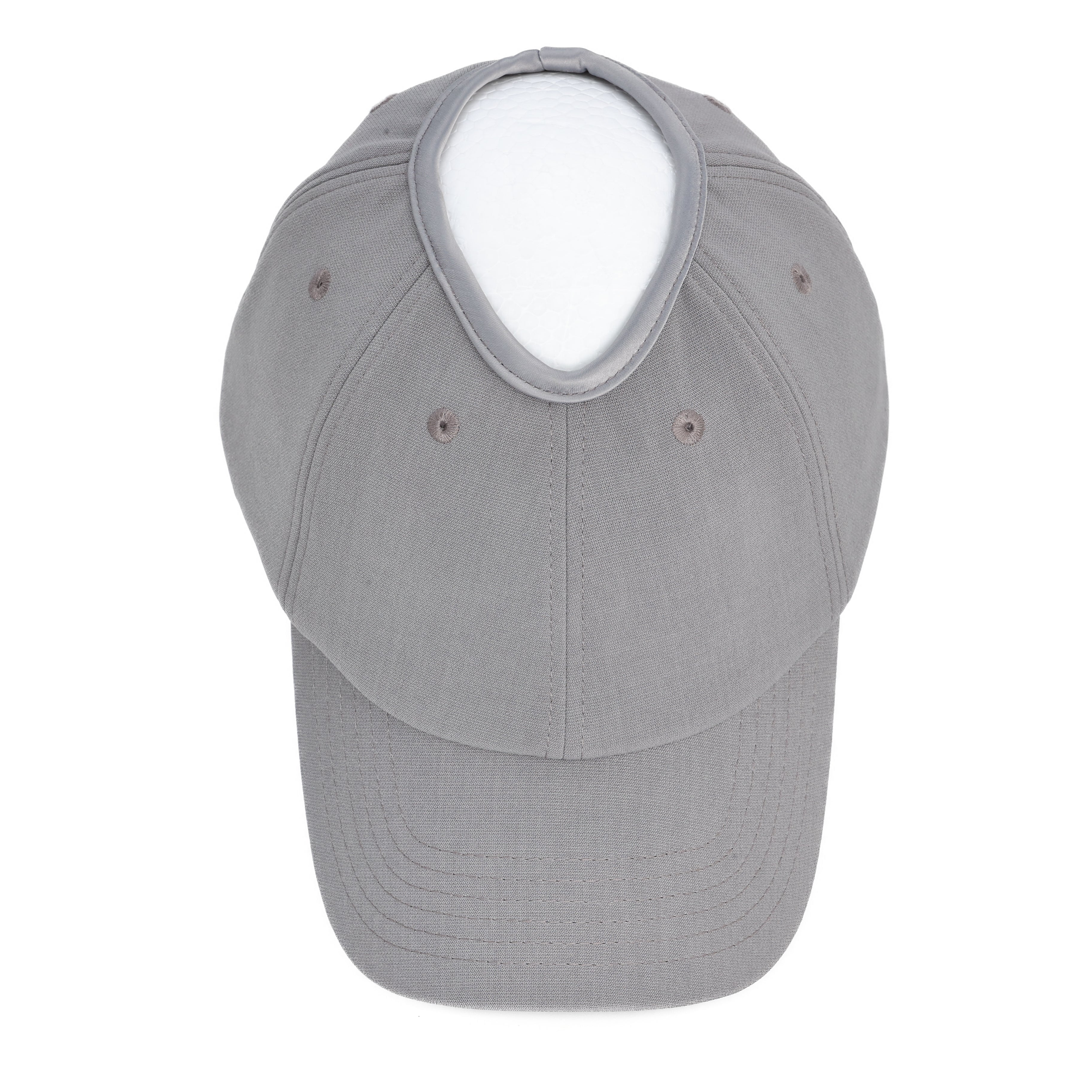 Rear view of the gray Rosebloom JAX hat, showing the PETAL crown-height opening.