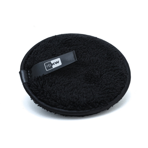 Rosebloom microfiber hat cleaning puff with hand strap and logo tag against a light gray background.