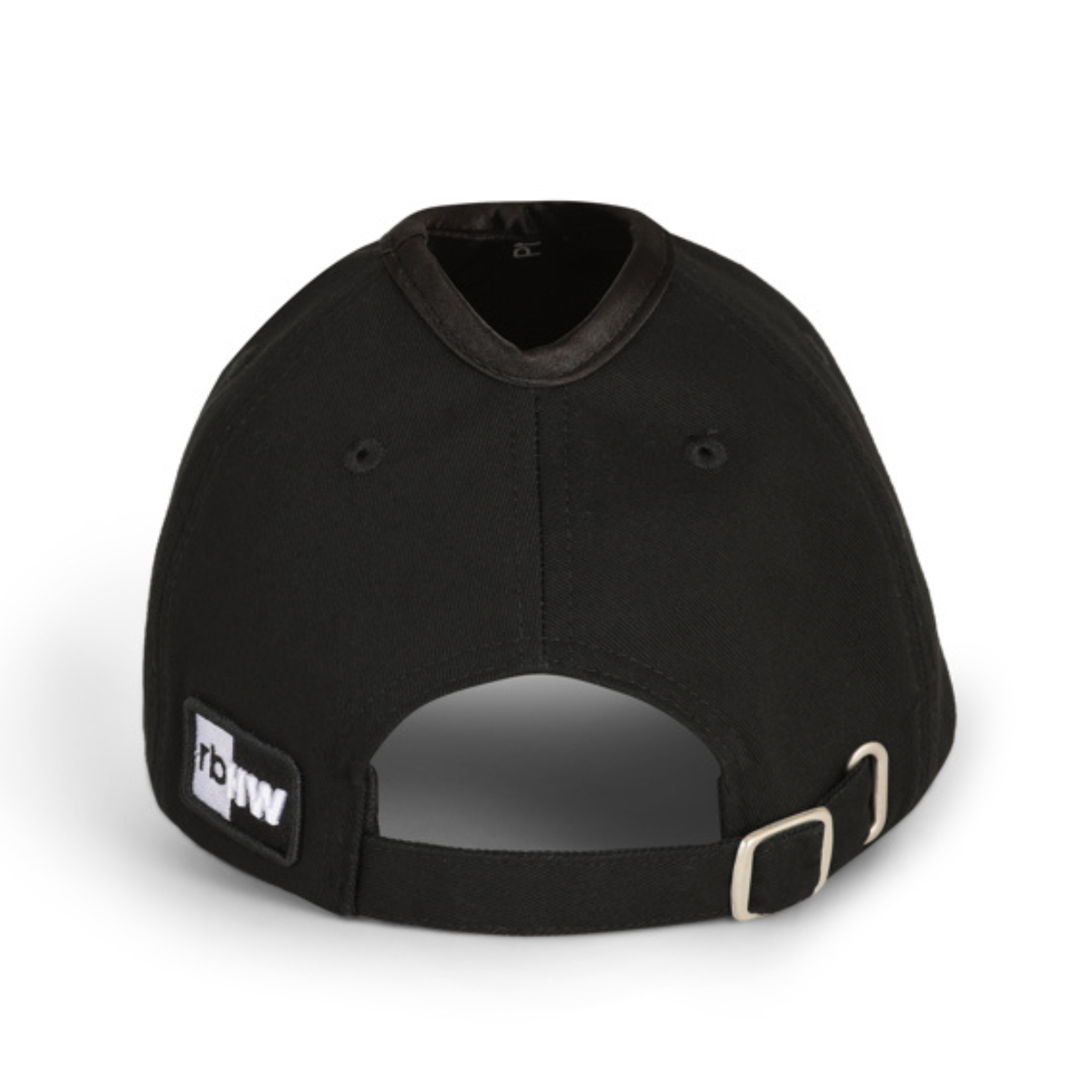 PNT BLACK satin lined ponytail hat for women (5) rosebloom headwear satin lined ponytail hat for women with crown height hair opening shown from the back