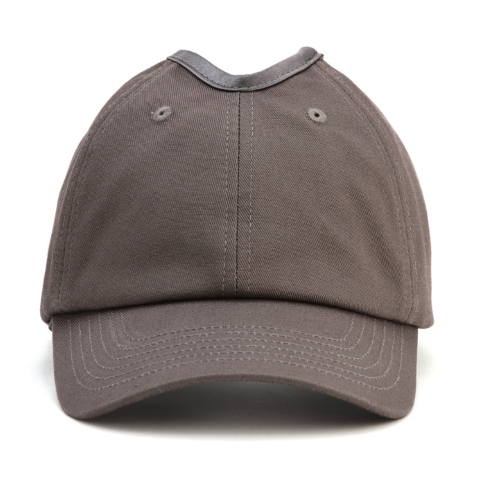 PNT GRAY satin lined ponytail hat for women (1) rosebloom headwear satin lined ponytail hat for women with crown height hair opening shown from the direct front