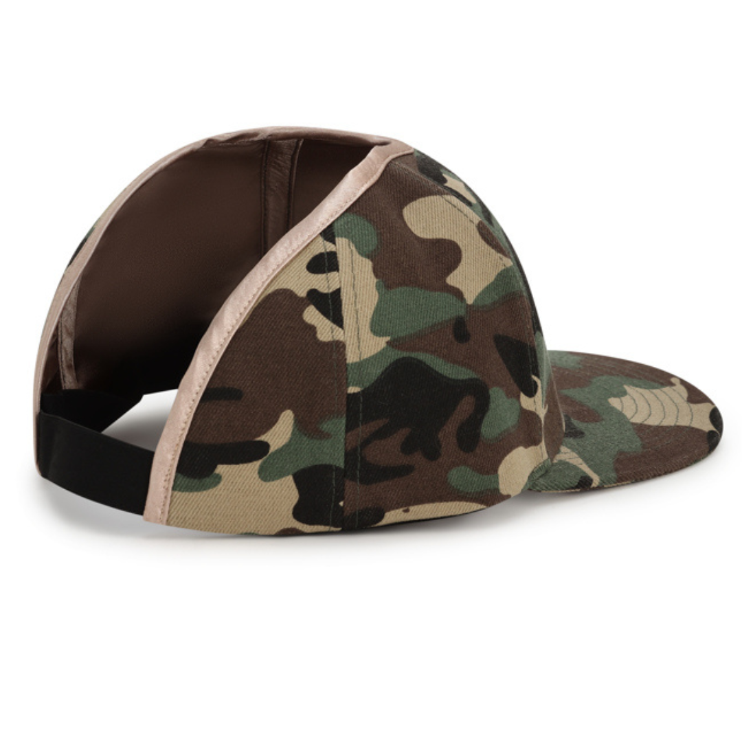 rosebloom headwear GZO STRECH satin lined XL ponytail hat for textured hair and locs