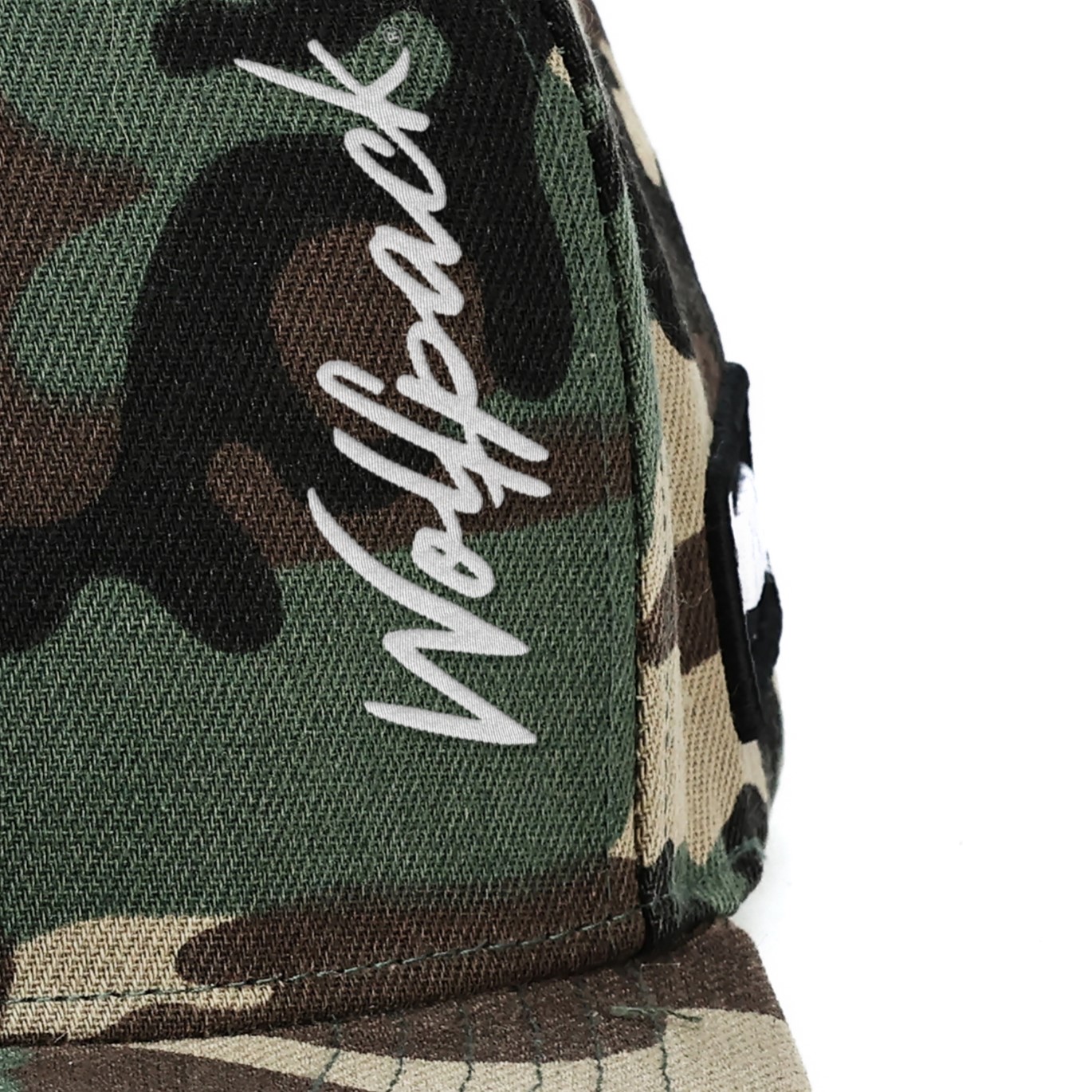 NC State Wolfpack Stretch Fit Hat for Locs and Textured Hair embroidery detail