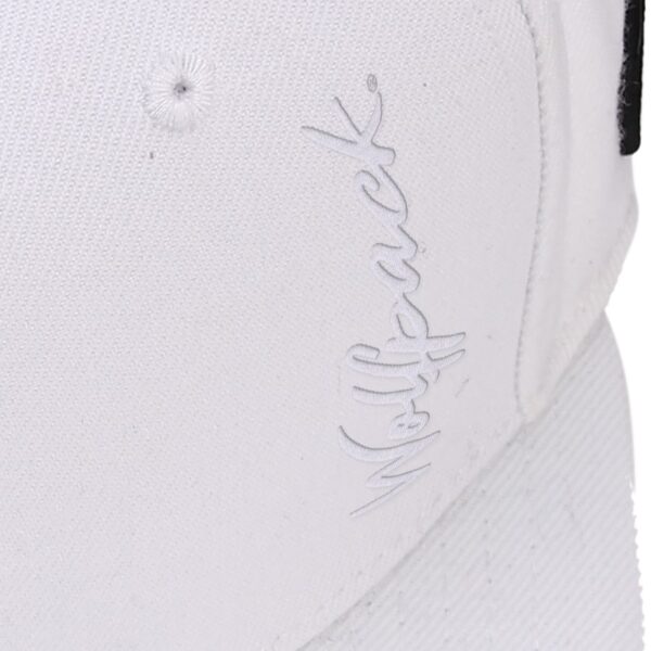 NC State Wolfpack Stretch Fit Hat for Locs and Textured Hair embroidery detail
