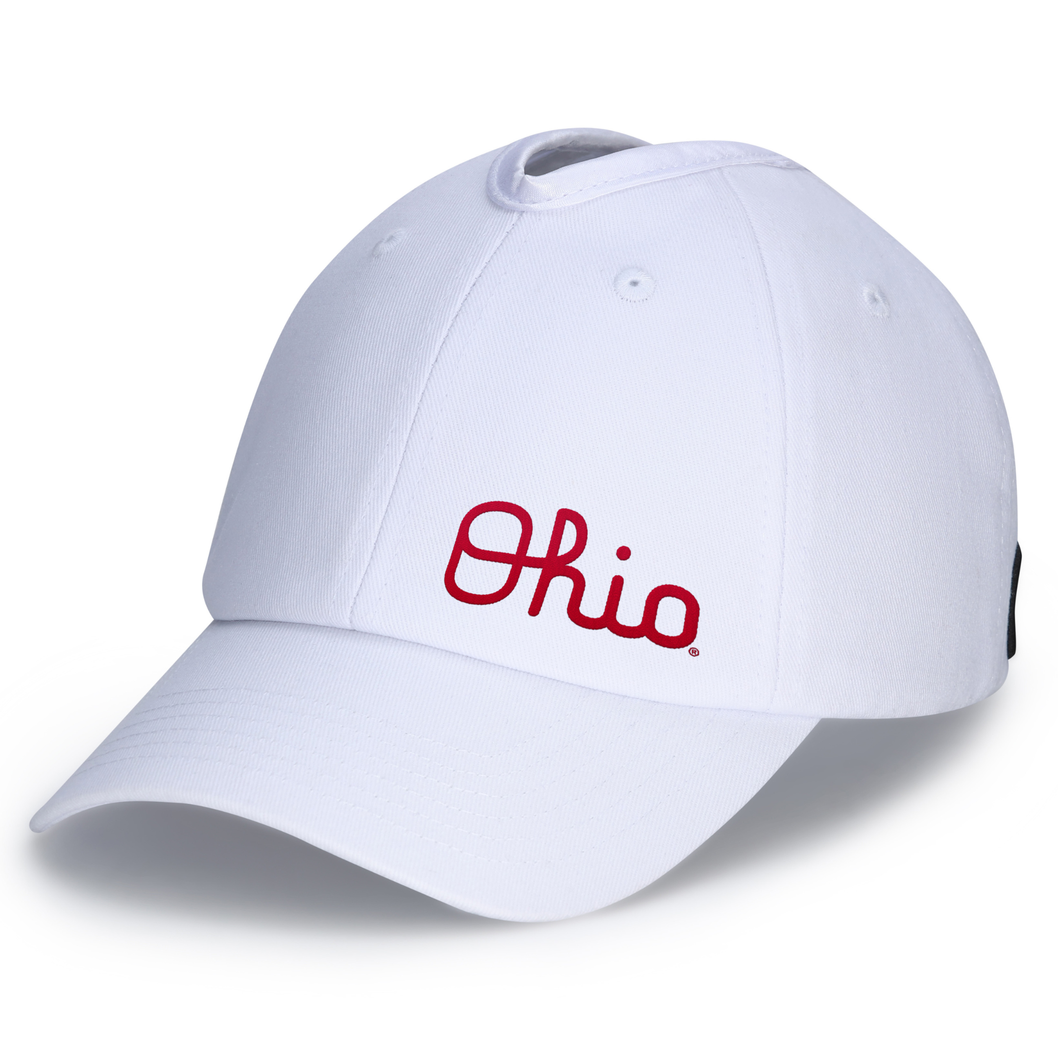 Rosebloom Headwear Ohio State script Ohio crown-height ponytail satin lined hat Rosebloom Headwear Ohio State script Ohio crown-height ponytail satin lined hat
